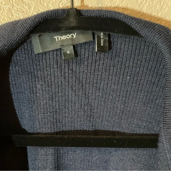 Theory Midnight Blue Women's Draped Cardigan with Pockets - Picture 3 of 8